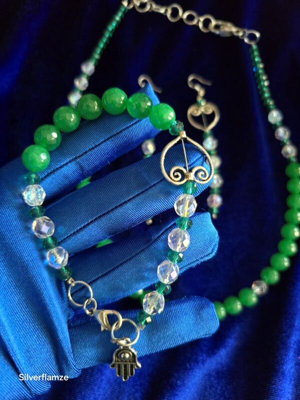 Green Emerald Crystal Necklace Set