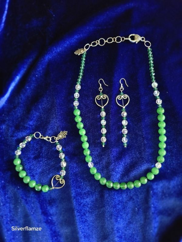 Green Emerald Crystal Necklace Set - Image 5