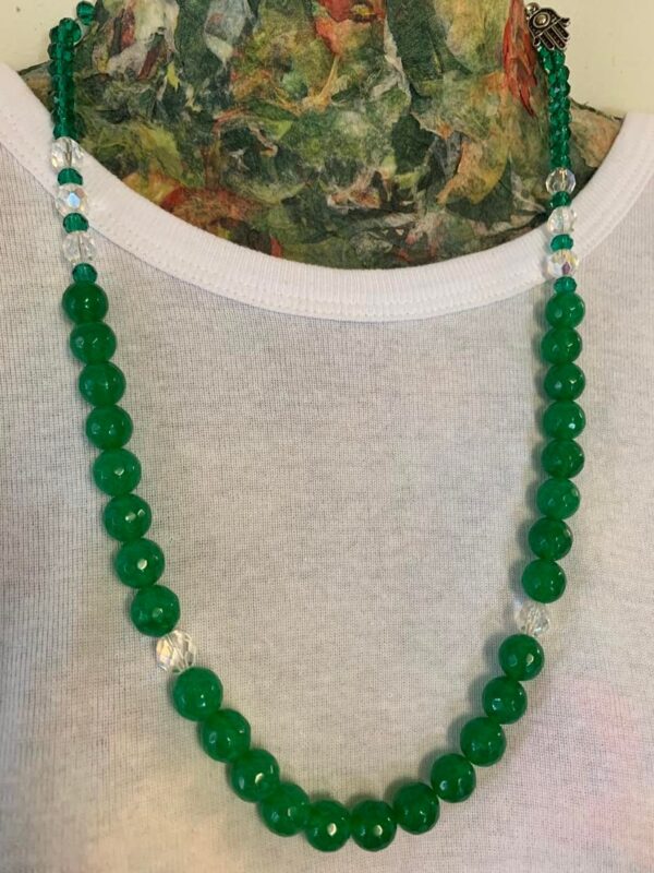 Green Emerald and Crystal Necklace