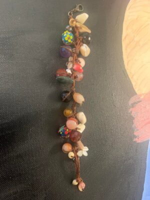 Multi Gemstone Brown Chord Vintage Bracelet