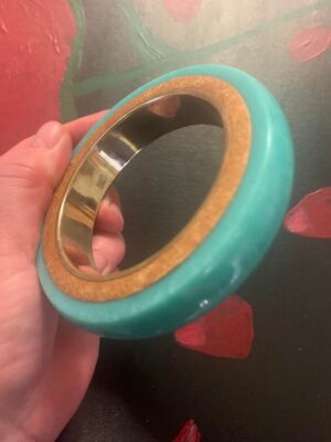 Teal Lucite Brass Vintage Bangle