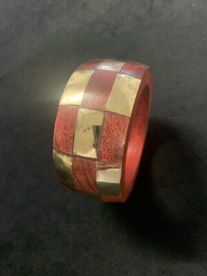 Antique Walnut Wooden Brass Bangle