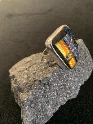 Dichroic Glass Vintage Sterling Silver Ring