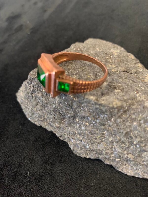 Emerald Glass Antique Copper Ring