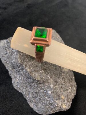 Emerald Glass Antique Copper Ring