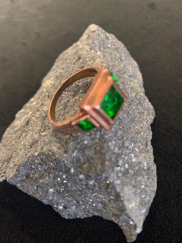 Emerald Glass Antique Copper Ring