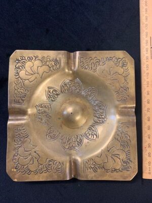 Etched Brass Square Vintage Ash Tray