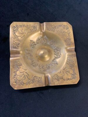 Etched Brass Square Vintage Ash Tray