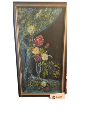 Black Moon and Vase of Flowers Oil Painting