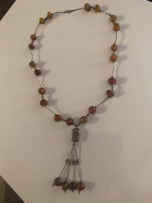 Amber Glass Beaded Vintage Necklace