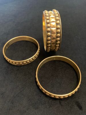 Brass Vintage Studded Bangles Set of 3