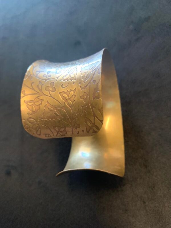 Embossed-Flower-Brass-Cuff-Bangle