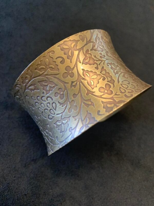 Embossed-Flower-Brass-Cuff-Bangle