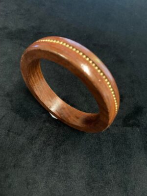 Wooden Bangle carved with Brass Chain