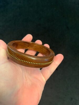 Wooden Bangle carved with Brass Chain