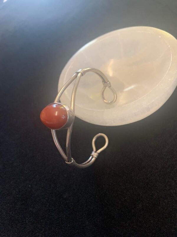 Carnelian Sterling silver Cuff bangle