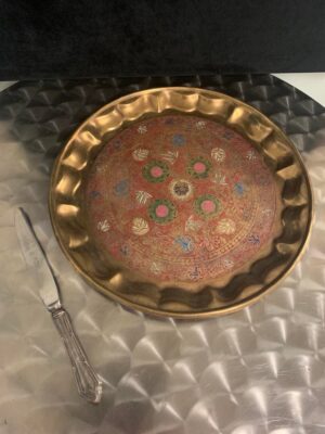 Enamel Vintage Brass Platter Tray