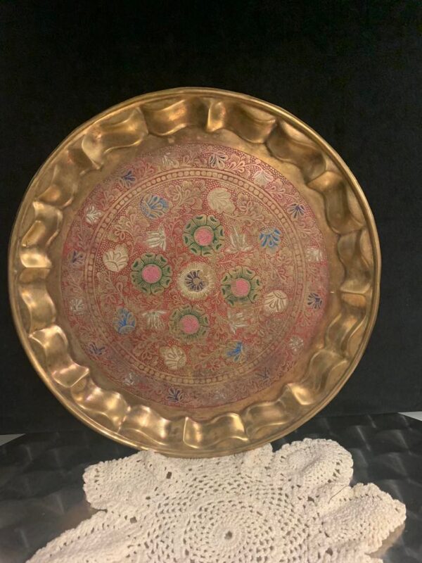 Enamel Vintage Brass Platter Tray