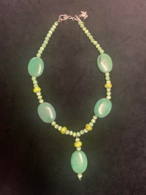 Green Agate and Lime Cats Eye Beaded Necklace