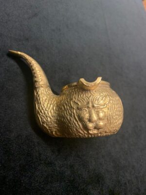 Lion Face Antique Brass Pipe Ash Tray