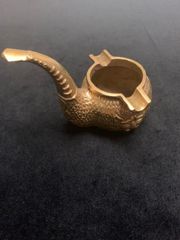 Lion Face Antique Brass Pipe Ash Tray