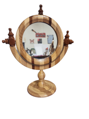 Marquetry Wood Handmade Swivel Mirror Stand