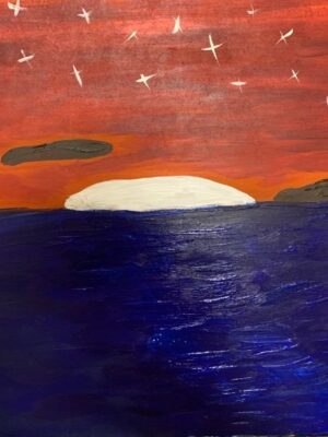 Moonlit Sunset Night Painting