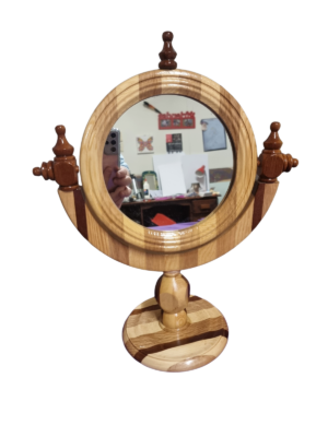 Multi Grain Wood Swivel Mirror Stand