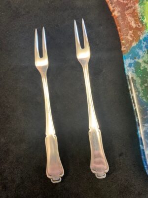 Two Solid Sterling Silver Vintage Pickle Forks