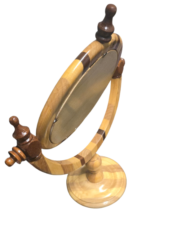 Marquetry Handmade Wood Swival Round Mirror