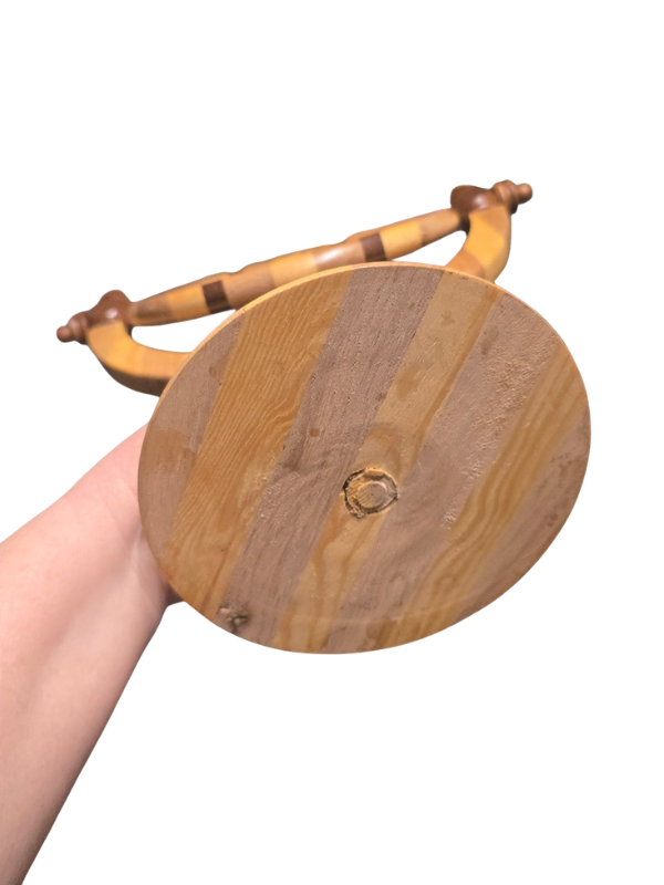 Marquetry Handmade Wood Swival Round Mirror