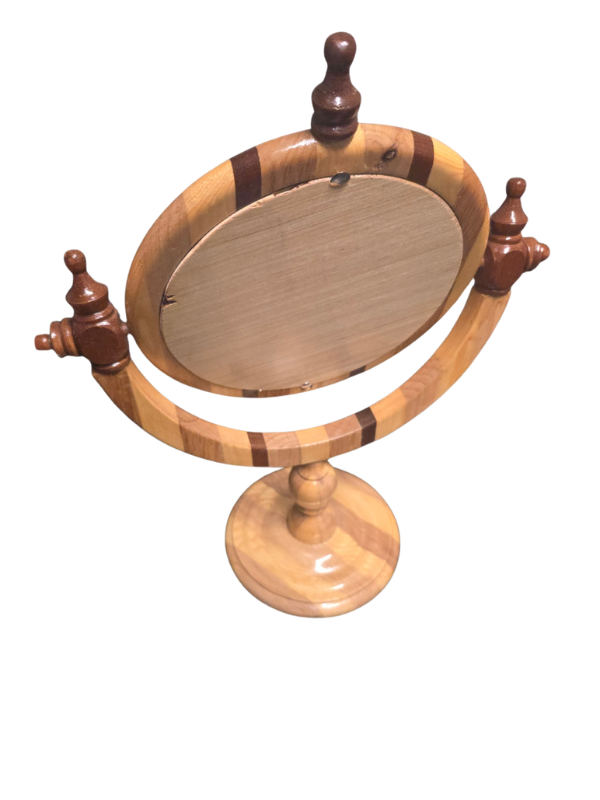 Marquetry Handmade Wood Swival Round Mirror