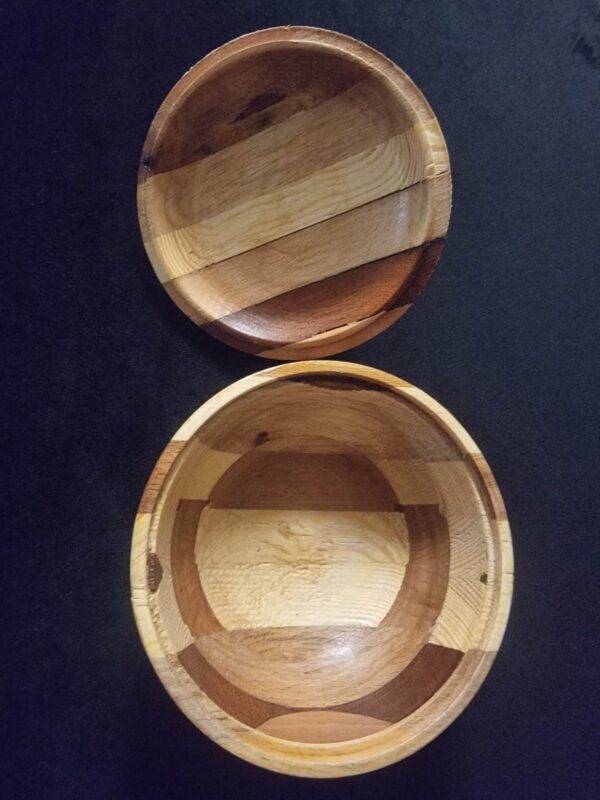 Marquetry Handmade Wooden Bowl with Lid