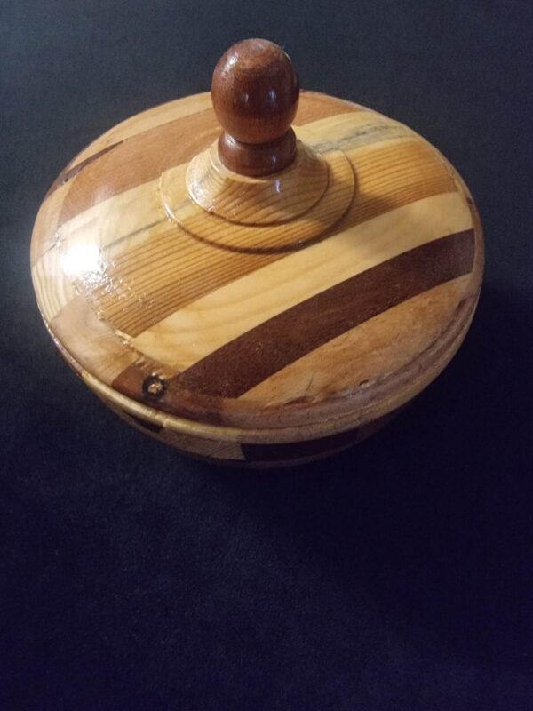 Marquetry Handmade Wooden Bowl with Lid