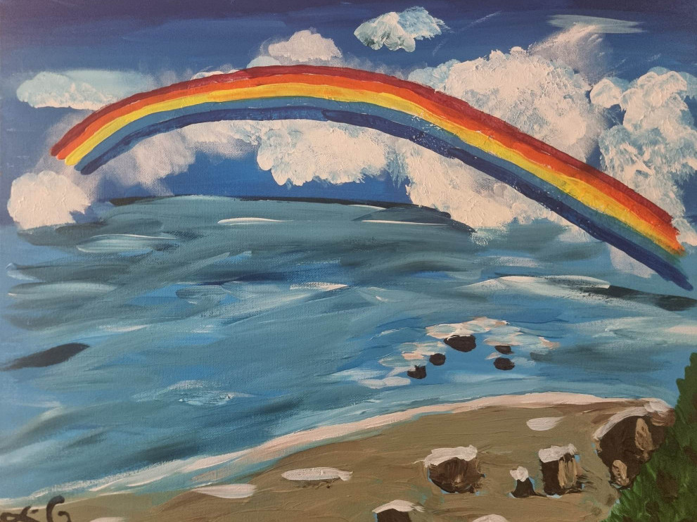 Rainbow at Larache painted in Acrylic by Erica Golding