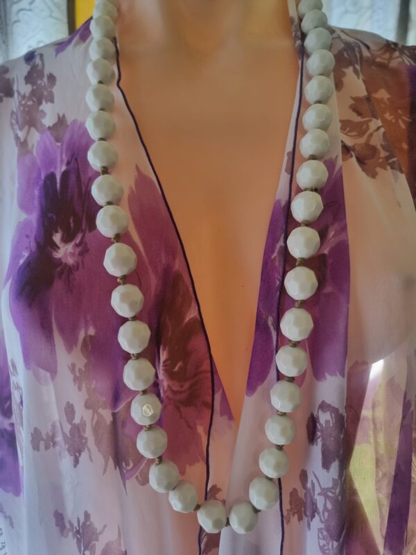 White honeycombe shape resin vintage necklace