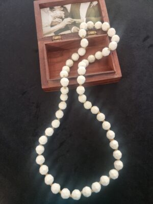 White Honeycomb Shape Resin Vintage Necklace