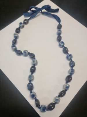 Blue Square Ceramic 80cm Vintage Necklace