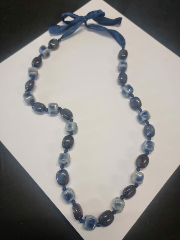 Blue ceramic vintage 80 cm necklace