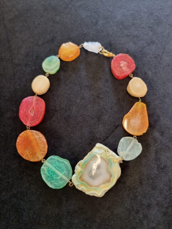 agate multicolour crystal slice necklace