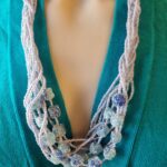 Blue Frosted Crackle Glass Beads Vintage Necklace