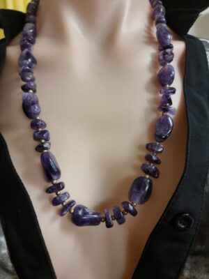 Genuine Amethyst Beaded Vintage Gem Necklace