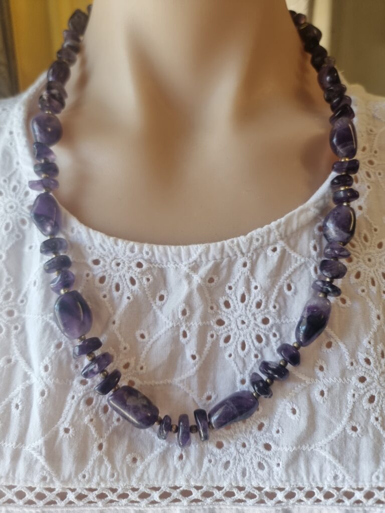 Genuine Amethyst Beaded Vintage Gem Necklace