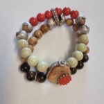 Jasper Sterling Silver Lotus Mandala Vintage Bracelet