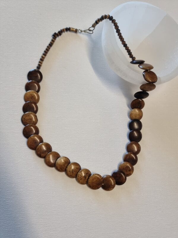 Tiger Eye Disc Gem Beaded Vintage Necklace