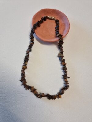 Tiger Eye Gem Chip Beaded Vintage Necklace