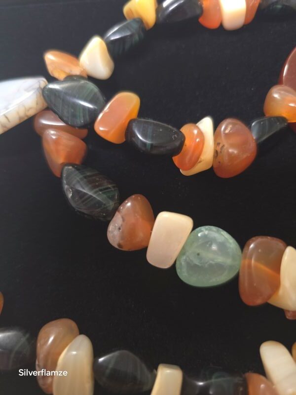 Carnelian and Malachite Gem Beaded Necklace