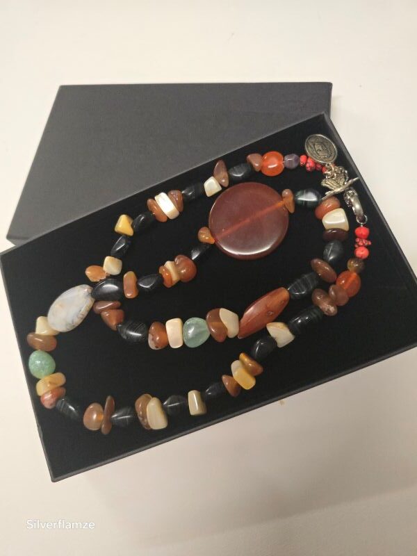 Carnelian and Malachite Gem Beaded Necklace