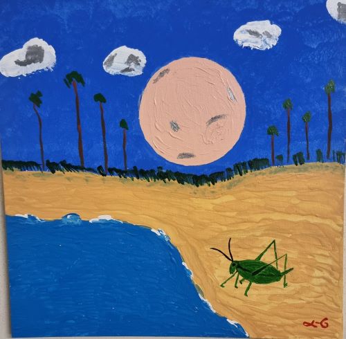 Full Moon and Cricket Acrylic painting