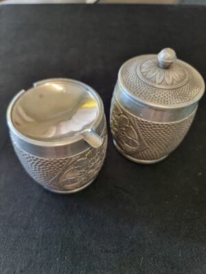 Pewter Ash Dish and Container with Lids